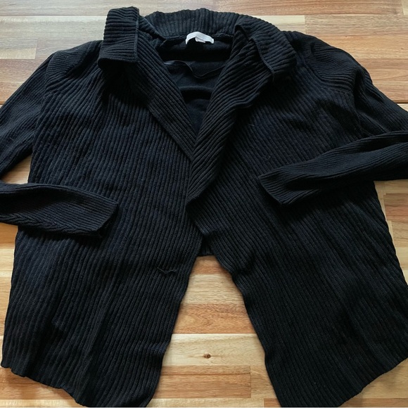 Black Ribbed Cardigan - Picture 1 of 5